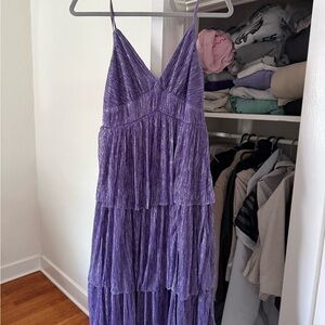 Purple Tiered Sleeveless V-Neck Dress